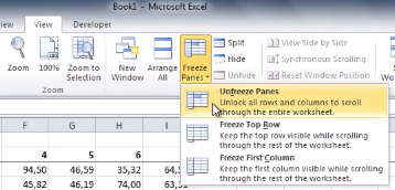 unfreeze columns